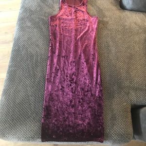 Maroon crushed velvet form fitting  dress